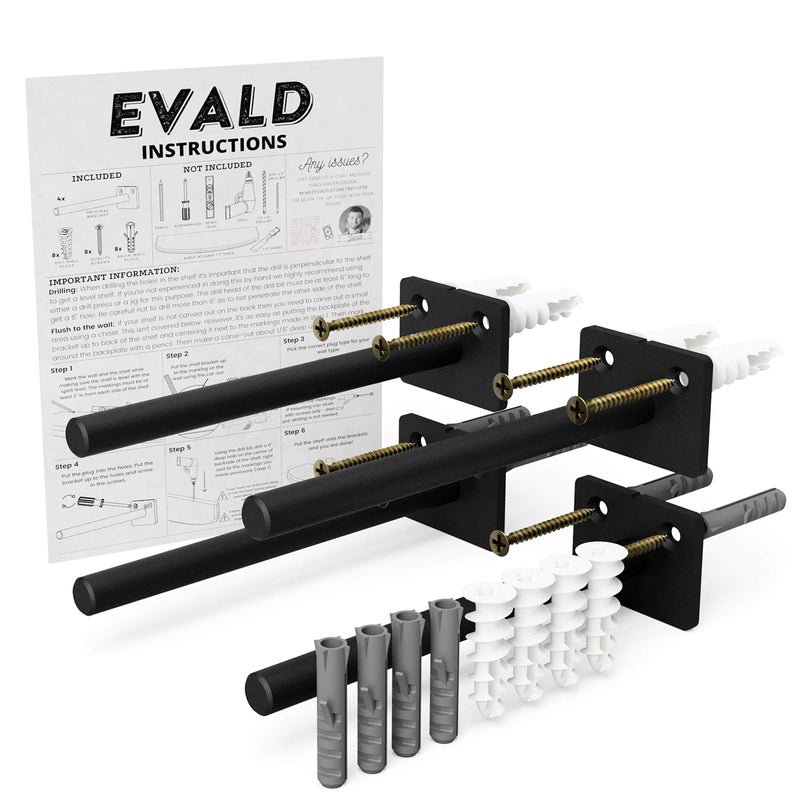 EVALD Standard Floating Shelf Bracket | 6-inch Brackets for Shelves with Anchors and Screws | Invisible Shelf Supports for Home and Office Decor | Suitable for Fireplace Various Wall Types (6 Inch) - Image 1